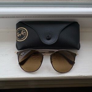 Ray-Ban Gold Frame Sunglasses with Brown Lenses